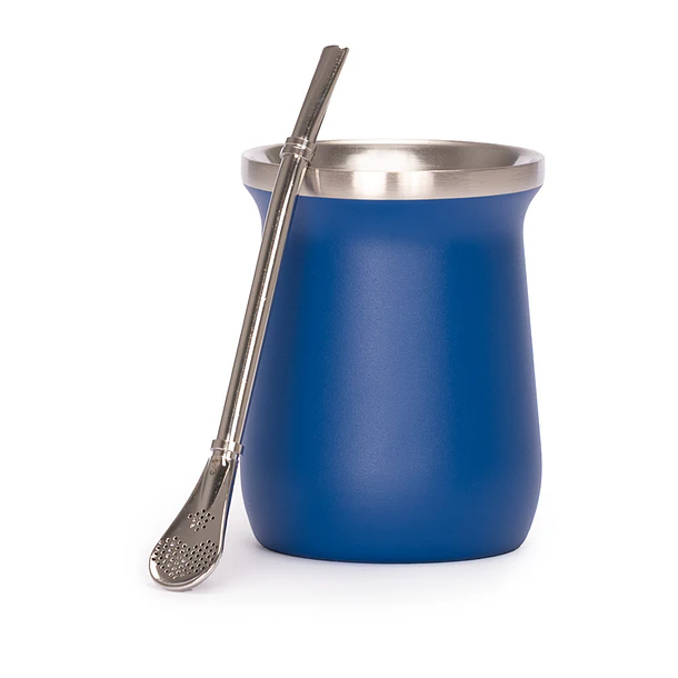 Vaso Térmico metálico MATE 300ml. con Bombilla 6
