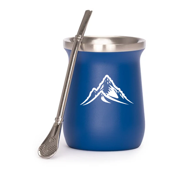 Vaso Térmico metálico MATE 300ml. con Bombilla 7