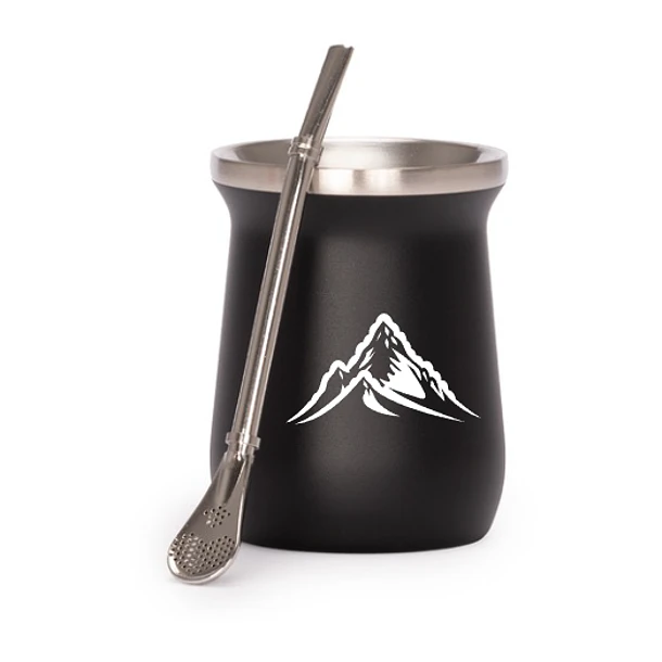 Vaso Térmico metálico MATE 300ml. con Bombilla 8