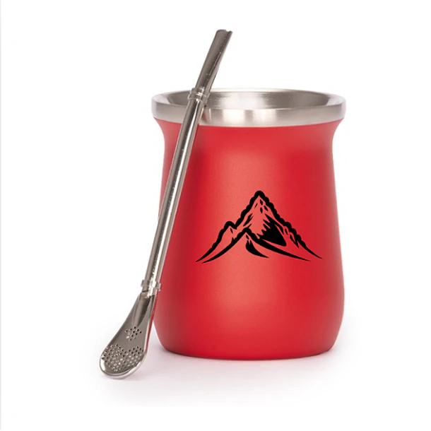 Vaso Térmico metálico MATE 300ml. con Bombilla 9