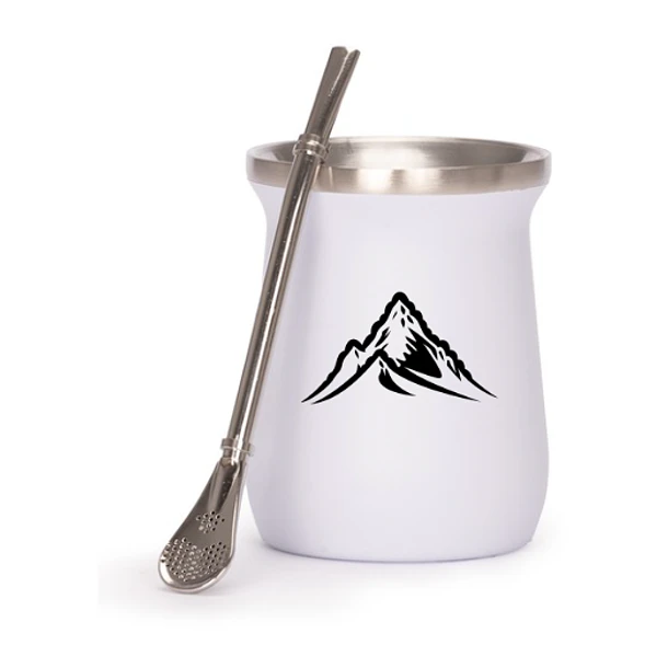 Vaso Térmico metálico MATE 300ml. con Bombilla 10