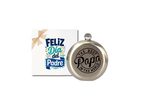 PETACA REDONDA PERSONALIZADA + CAJA DÍA DEL PADRE