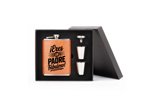 PETACA PERSONALIZADA + VASITOS DÍA DEL PADRE