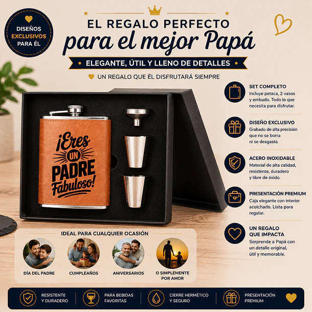 PETACA PERSONALIZADA + VASITOS DÍA DEL PADRE 3