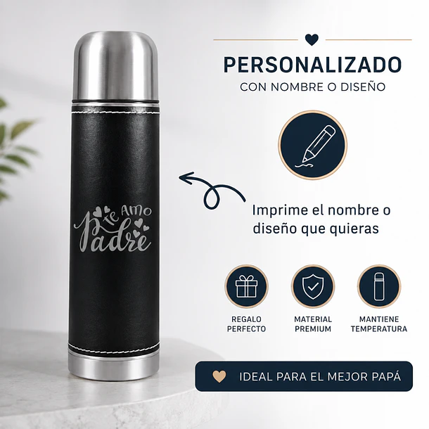 TERMO 500CC. NEGRO PERSONALIZADO DÍA DEL PADRE 2