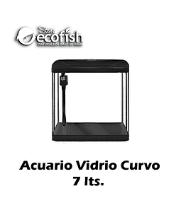 Acuario Vidrio Curvado 7 Lts + Luz Led + Filtro