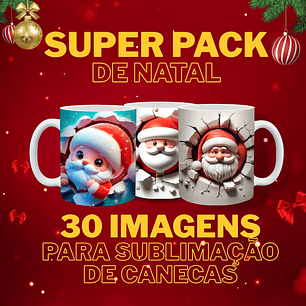 Pack 30 imagens de Natal  para Canecas 