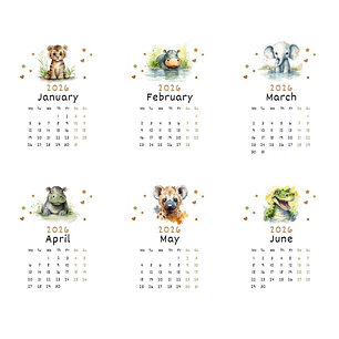 Calendário 2026 Editável no canva floresta