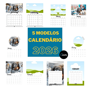 Calendario 2026 5 modelos tamanho 4