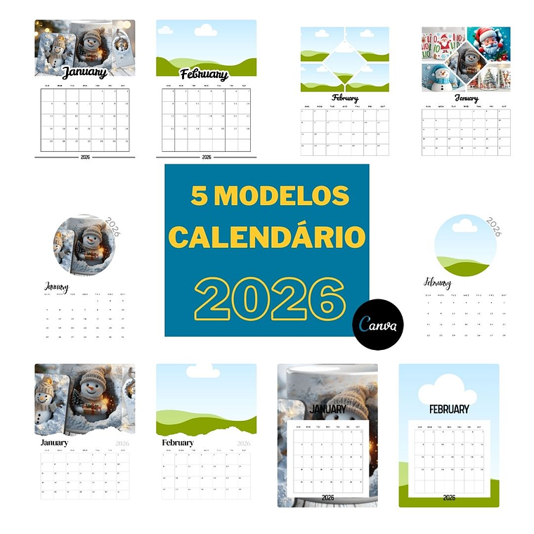 Calendario 2026 5 modelos tamanho 4 1