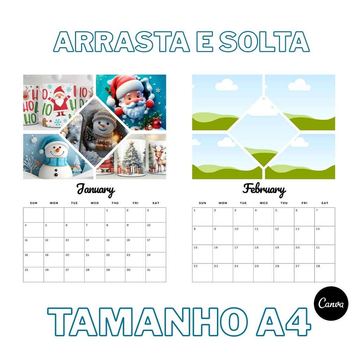 Calendario 2026 5 modelos tamanho 4 6