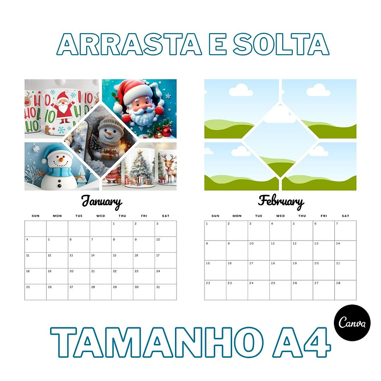 Calendario 2026 5 modelos tamanho 4 6