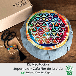 Kit Meditación Japamala + Zafu Flor 