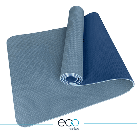 Mat Para Yoga TPE Azul y Gris 6 mm