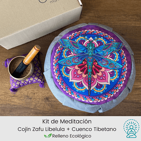 Kit Meditación Cuenco 10 cm + Zafu Libélula