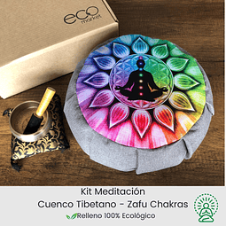 Kit Meditación Cuenco 10 cm + Zafu Chakras