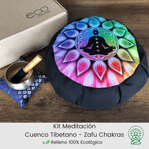 Kit Meditación Cuenco 10 cm + Zafu Chakras