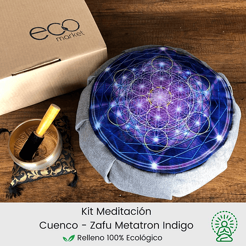 Kit Meditación Cuenco 10 cm + Zafu Metatrón Indigo
