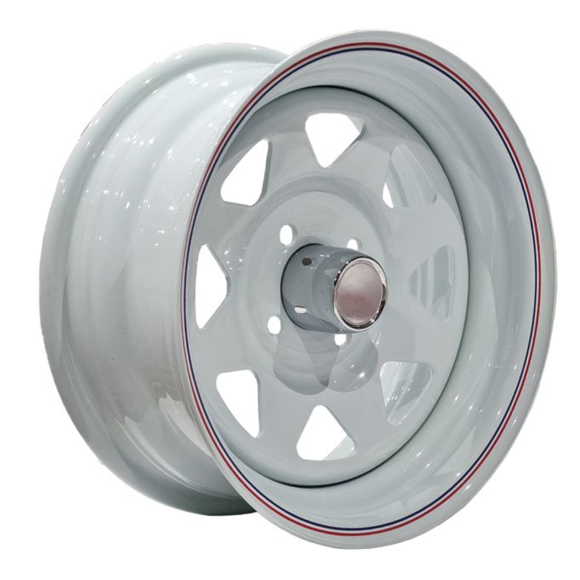 LLANTAS 14X6 4X100 ET0 8-SPOKE W-W/REDBLUE PACIFIC WHEELS 1