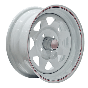 LLANTAS 14X6 4X100 ET0 8-SPOKE W-W/REDBLUE PACIFIC WHEELS