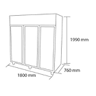 Refrigerador vertical 3 puertas de vidrio 1500 lts. 1800x760x1990 mm. 3