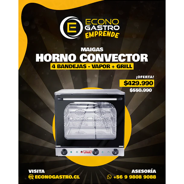 Horno Convector 4 B. Vapor + Grill Maigas
