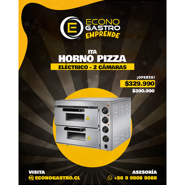 Horno Pizza 2 Camara Eléctrico ITA