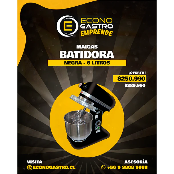 Batidora 6 Lts Negra Maigas