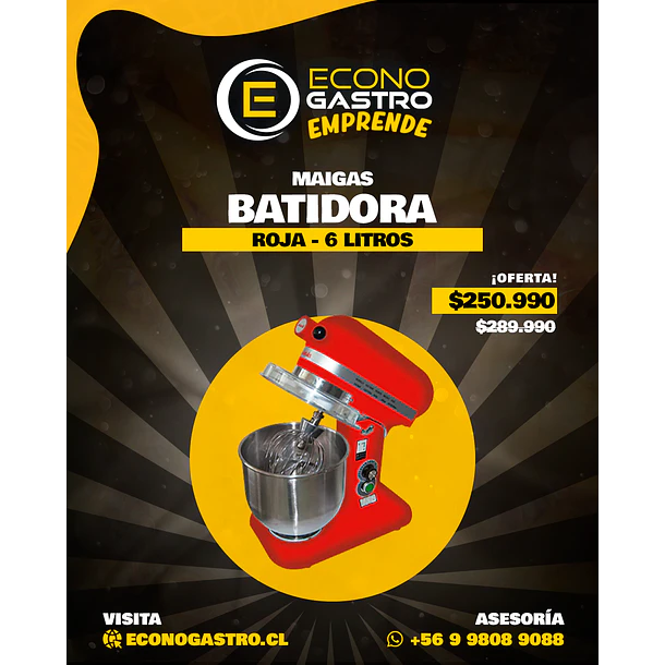 Batidora 6 Lts Roja Maigas