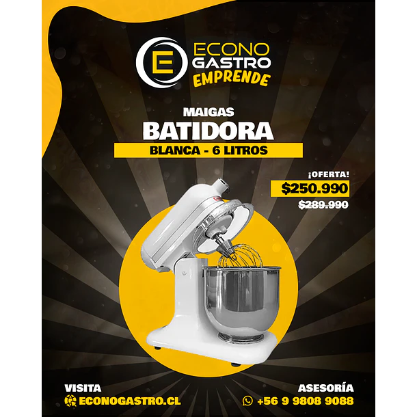 Batidora 6 Lts Blanca MAIGAS