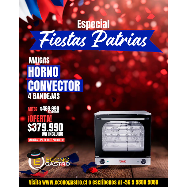 Horno Convector 4 Bandejas Maigas