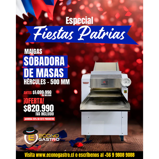 Sobadora de Masas 500mm Maigas