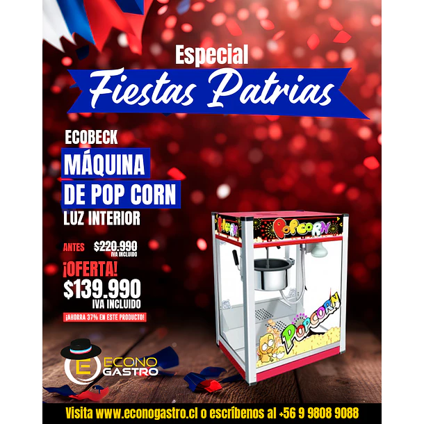 Maquina de Pop Corn Ecobeck