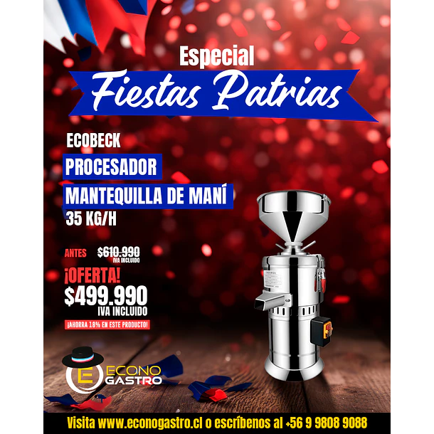 Procesador para Mantequilla de Maní 35Kg/H Ecobeck