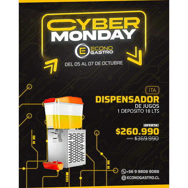 Dispensadora de Jugo 1 Vaso 18 Litros 