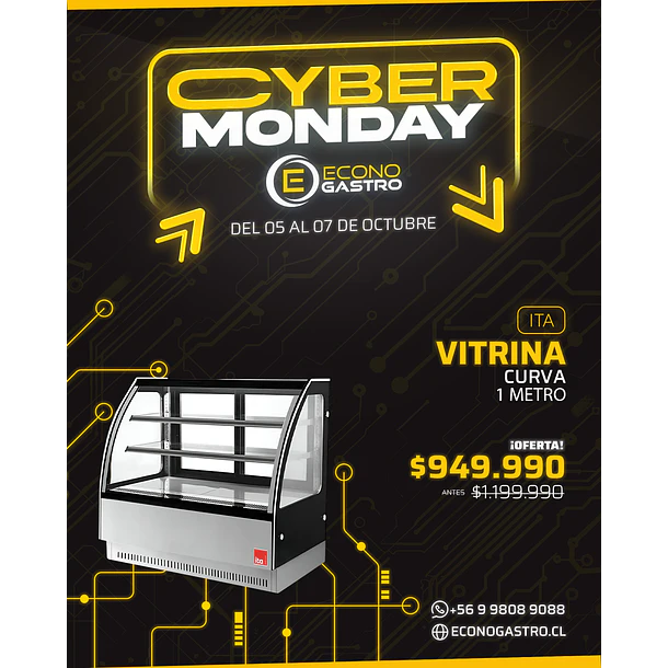 Vitrina Pastelera Curva 1 Metro ITA