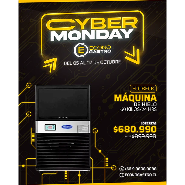 Máquina de Hielo 60Kilos/24hrs Ecobeck