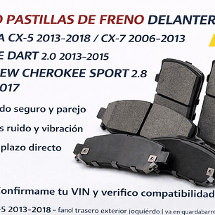 JUEGO PASTILLAS DE FRENO DELANTERAS MAZDA CX5 2013/2018 CX7 2006/2013 