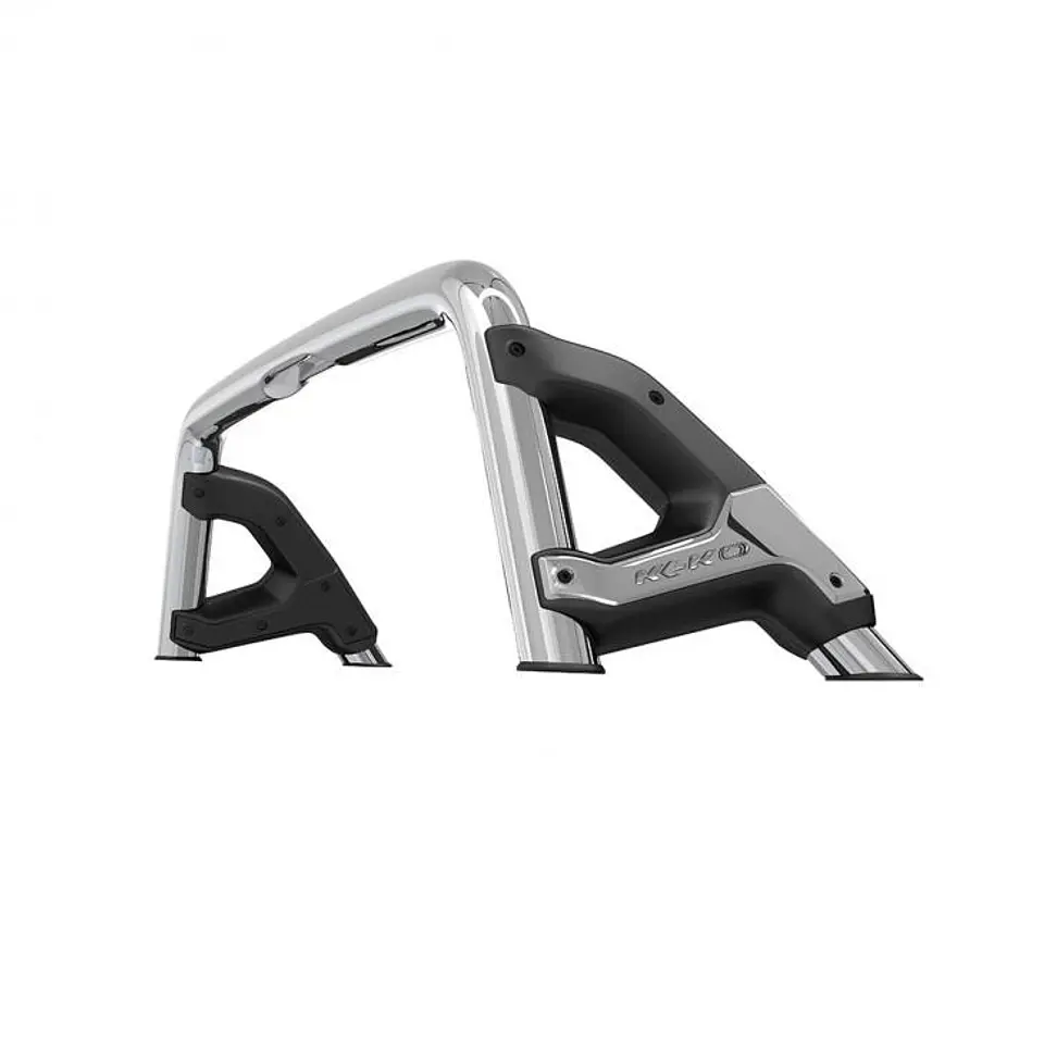 BARRA ANTIVUELCO CROMADA MODELO K3 TOYOTA HILUX REVO 2016/2025 GREAT WALL POER 2020/2024 1