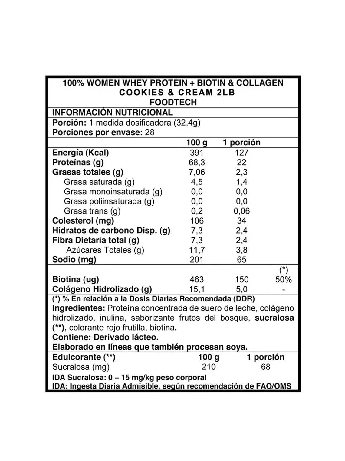 100% Women Whey 2lbs Cookies and Cream - Foodtech 2