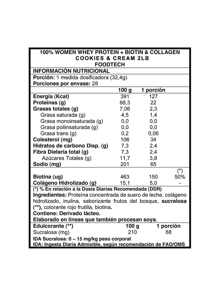 100% Women Whey 2lbs Cookies and Cream - Foodtech 2