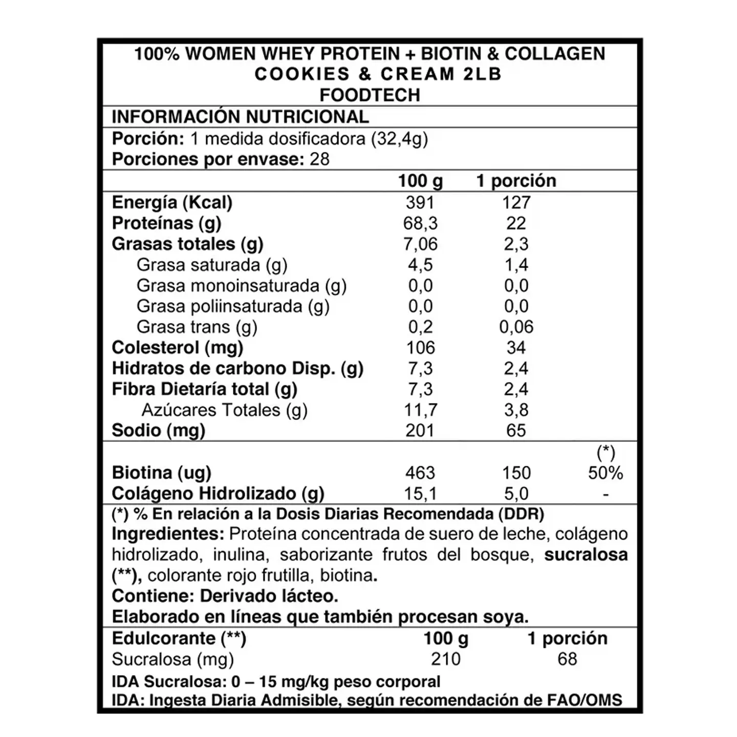 100% Women Whey 2lbs Cookies and Cream - Foodtech 2