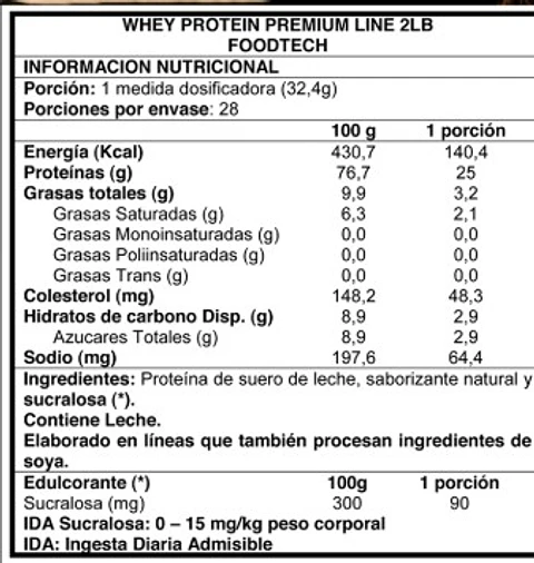 Whey Protein Premium Line 2lbs Premium Chocolate - Foodtech