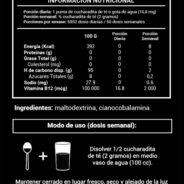 Vitamina B12 - Dosis semanal, duración 1 año 2