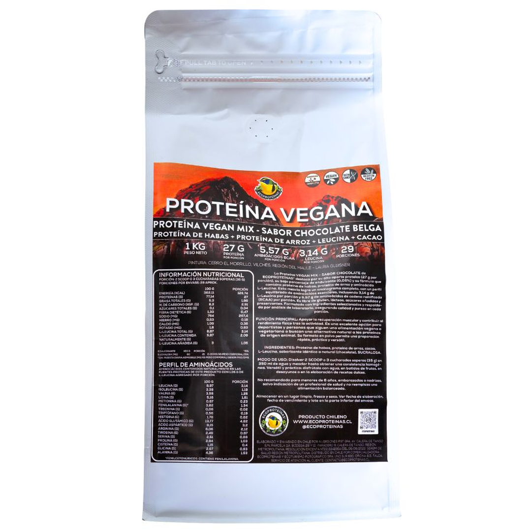 Proteína Vegan Mix Chocolate 1 kg (Proteína de Habas + Proteína de Arroz + Leucina + Cacao) – EcoProteínas® 1