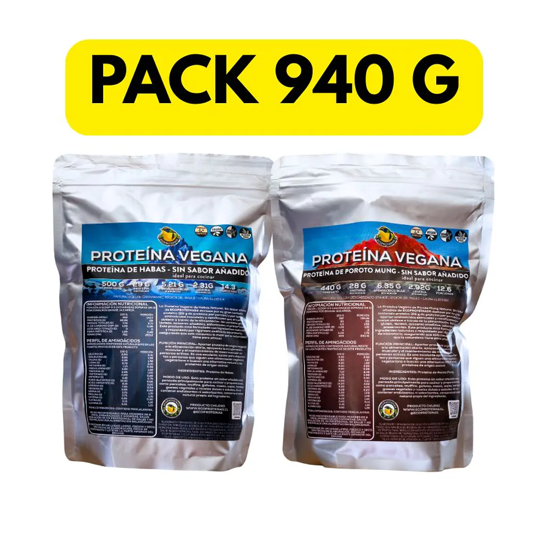 Pack 940 g Proteína Vegana Habas y Poroto Mung – EcoProteínas® 1