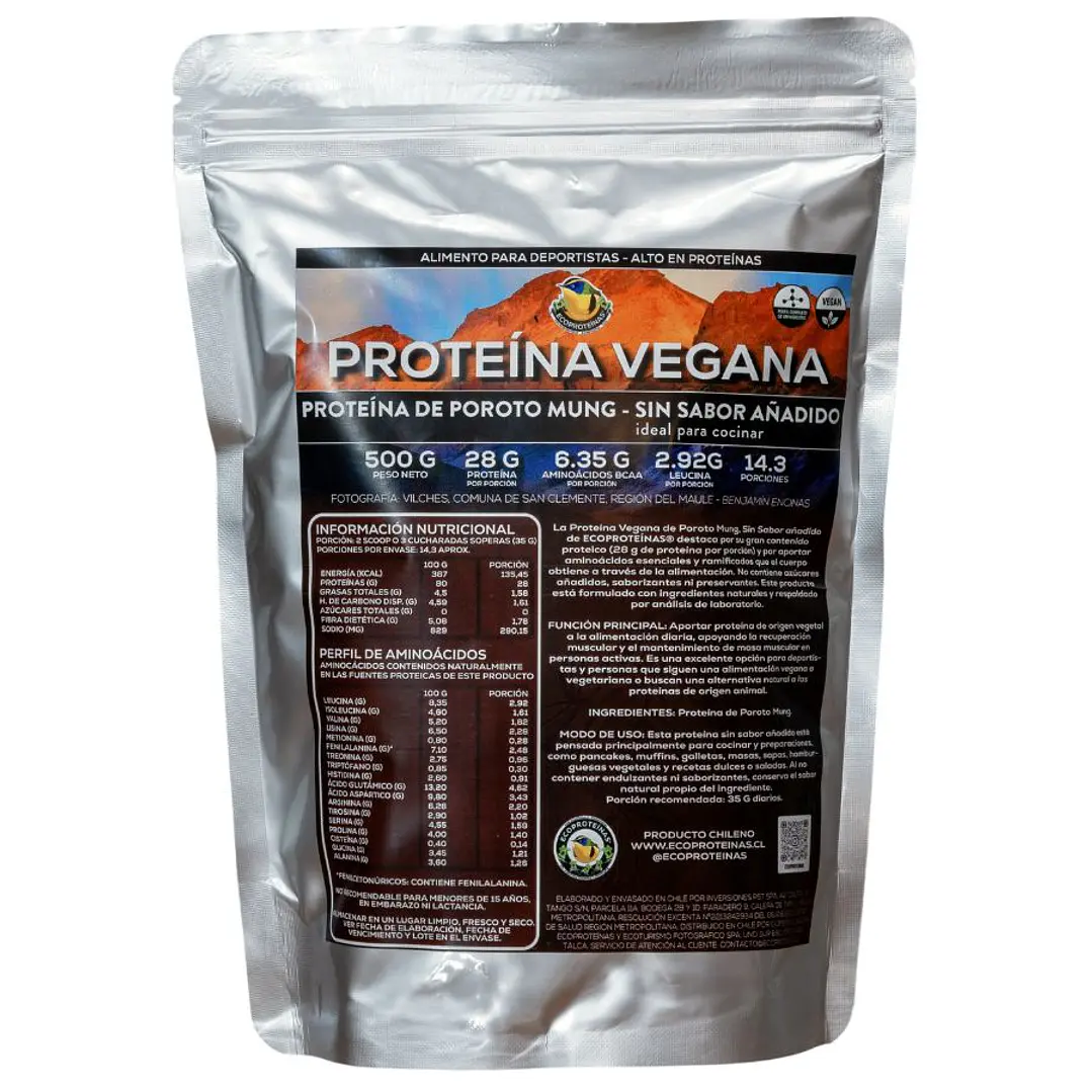 Proteína de Poroto Mung 500 g | Sin Sabor Añadido – EcoProteínas® 1