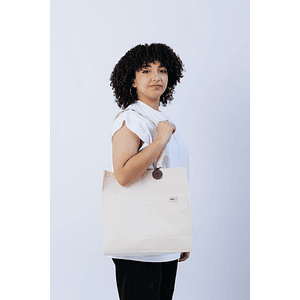 Bolsa ecológica de lienzo tipo playero con Bolsillo 35x35x10 con manija