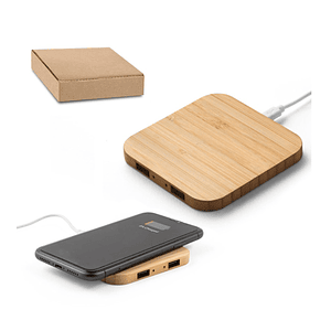 Cargador ecológico madera Bambu Personalizado con Logo