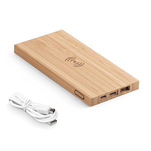 Cargador PowerBand Madera Bambu Personalizado con Logo 